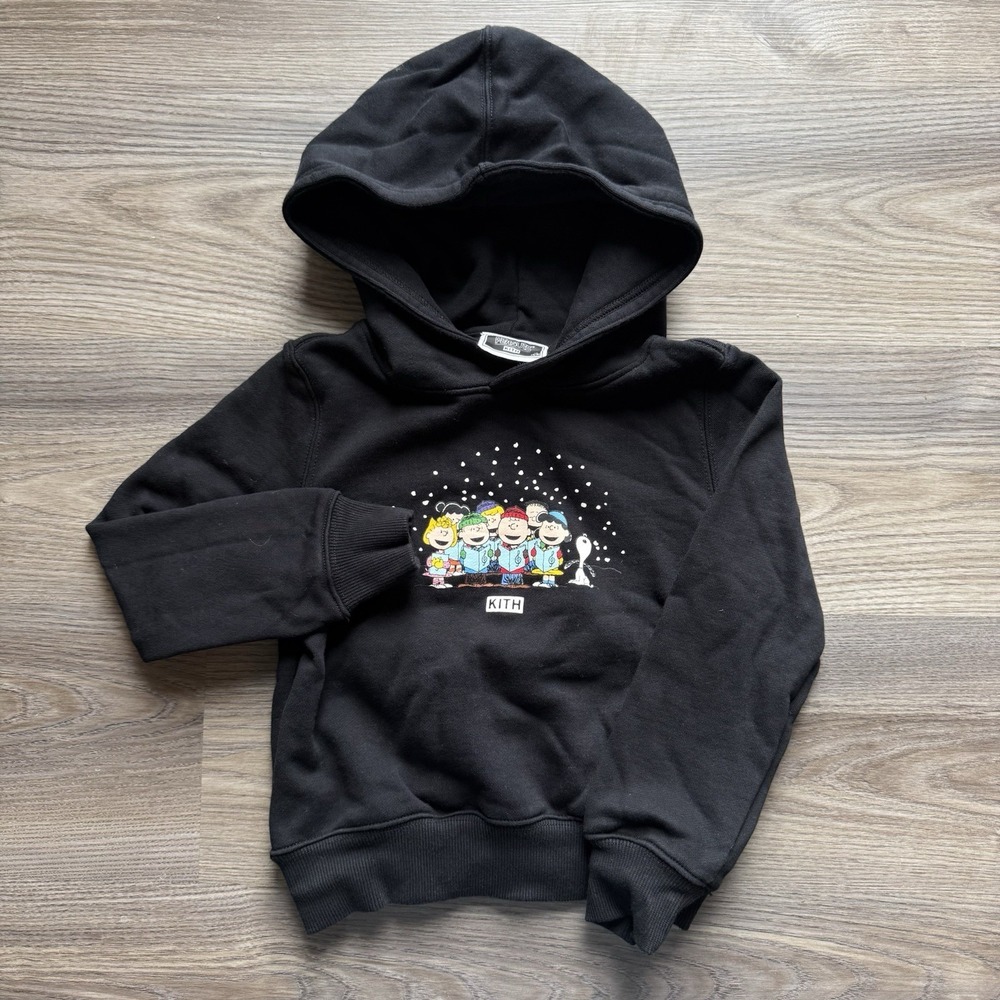 Kith Kids Peanuts Christmas Caroling Black Hoodie Size XS (4-5)